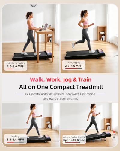 Walking Pad Treadmill with 8% Incline, Under Desk Treadmill - Image 3