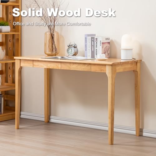 Solid Wood Desk, Gaming Study Home Office Desks for Work, Student PC Desk for Bedroom, Small Computer Desk for Small Spaces, Easy to Assemble (Wood Color, 47inch) - Image 6