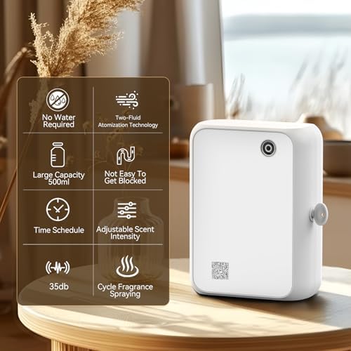 Smart Aromatherapy Diffuser with Bluetooth,500ml Waterless Essential Oil Diffuser for Whole House,Office,Spa,and Yoga Studio – Timer Function & Quiet Operation, White - Image 2