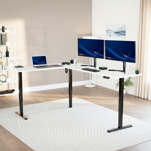 VIVO White 84 x 63 in Corner Standing Desk,DESK-E3CTBW-84 - Image 2