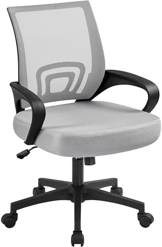 Yaheetech Mid Back Mesh Computer Office Desk Chair Adjustable Swivel, Grey by Yaheetech