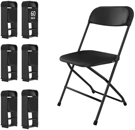 60 Pack Black Folding Chairs for School Events Wedding Party Picnic by IWDOO