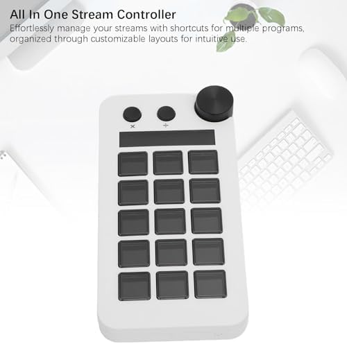 Stream Controller, Stream Control Deck with Knob 15 Macro Keys, Customizable Visual Keyboard Trigger Actions in Apps Software for PC, LCD Keys Stream Controller (White) - Image 3