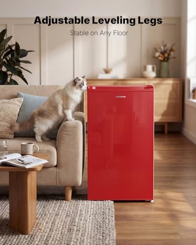 Upstreman 3.2 Cu.Ft Mini Fridge with Freezer, Red-BR321 - Image 6