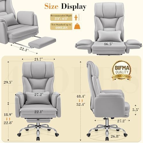 FelixKing Office Chair, Flip Armrests for Pets Criss Cross Legged,Gray - Image 2