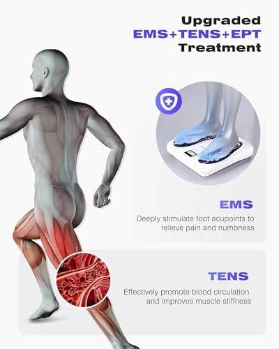 KINGJOY Foot Massager for Neuropathy, Rechargeable EMS TENS Foot Stimulator with 10 Modes 20 Intensities for Circulation Plantar Fasciitis & Swelling Pain Relief, Gifts for Women Men-White - Image 2