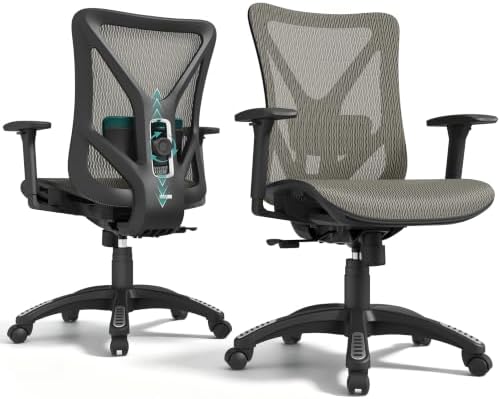 Ergonomic Office Chair, Mesh Computer Desk Chairs with BIFMA X5.1 Certified, Adjustable Lumbar Support, 3D Arm, Tilt Back, Wide Seat, Comfy Swivel Work Task Chair for Company and Home (Apricot Mist) by MOLENTS