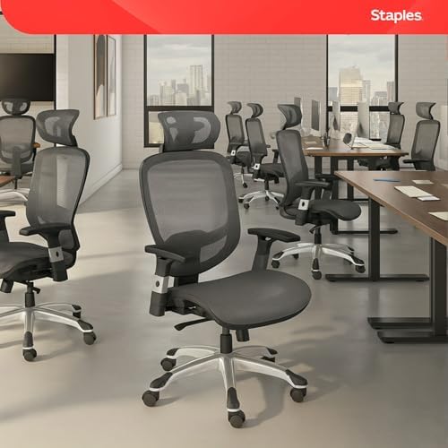 Staples Ergonomic Mesh Task Chair with Lumbar Support, Swivel, Gray - Image 2