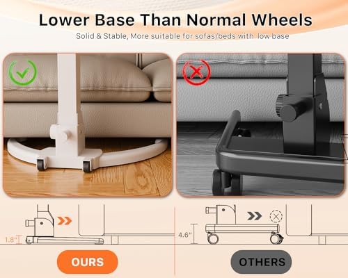 JOY worker Foldable Mobile Standing Desk, Adjustable Portable Desk, White - Image 5