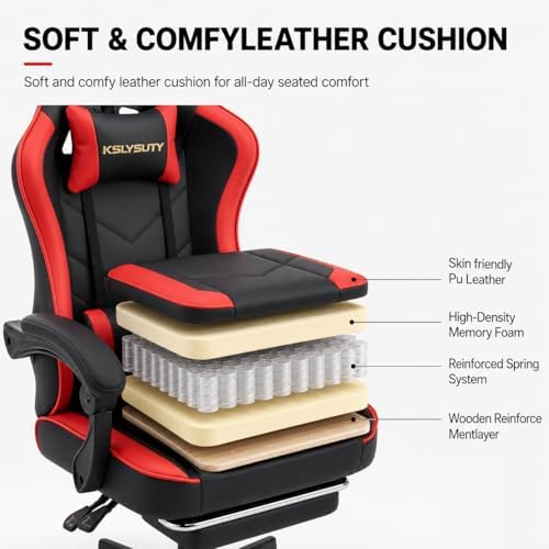 Mistpeople Gaming Chair, Ergonomic High Back Computer Chair with Footrest, Lumbar Support & Pocket Spring Cushion, Comfortable Swivel Home Office Desk Chair for Adults - Image 5