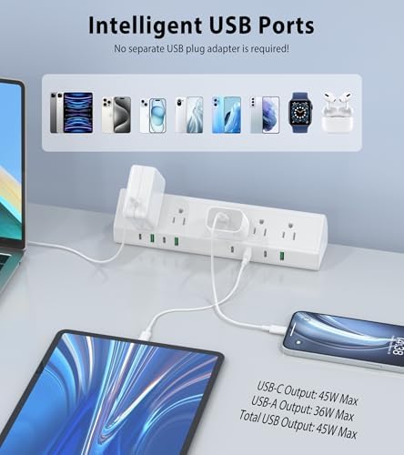 Jgstkcity Desk Clamp Power Strip USB C 45W,1200J Surge Protector - Image 6