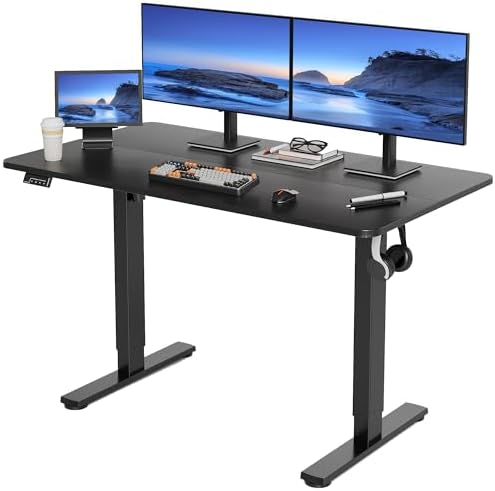 LongKe Electric Standing Desk Adjustable Height, 48x24 Inches Sit Stand up Desktop for Home Office, Ergonomic Rising Computer Table with Memory Preset, Black by Unknown