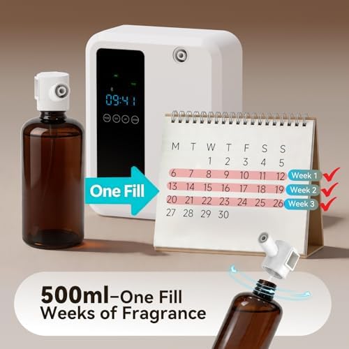 Hotel Scent Diffuser for Large Room, 500ml Smart Waterless Oil Diffuser, Whole House Air Fragrance Machine with LED Display, White - Image 2