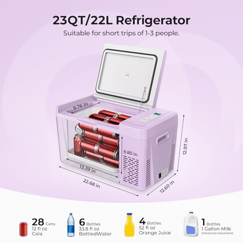 BougeRV 12v refrigerator 23 Quart, -8℉~50℉ Portable Freezer for Car, Purple - Image 2