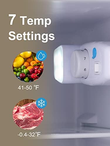 KRIB BLING 3.5 Cu.Ft Compact Refrigerator Mini Fridge with Freezer 7 Level Adjustable Thermostat Removable Shelves Small Refrigerator for Office Dorm Apartment Cream - Image 6
