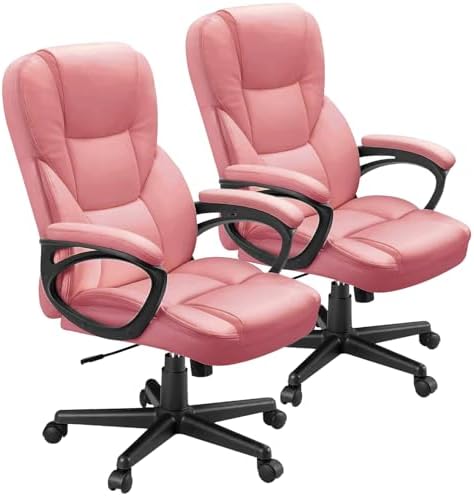 Furmax Office Executive Chair High Back Adjustable Managerial Home Desk Chair, Swivel Computer PU Leather Chair with Lumbar Support (2, Pink) by Furmax