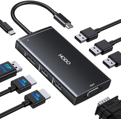 USB C Docking Station Dual Monitor for HP,Laptop Docking Station 3 Monitors by HODO