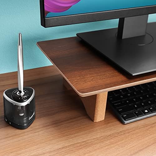 Aothia 43 inch Black Walnut Finish Dual Monitor Stand for Desk, Cork Legs - Image 2