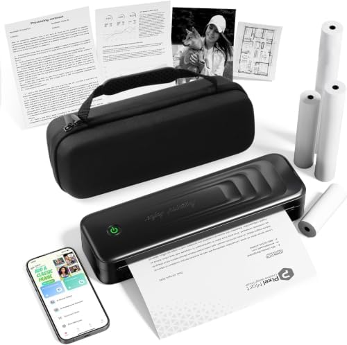 Portable Printers Wireless for Travel with Case & 4 Rolls Thermal Paper by TATTMUSE