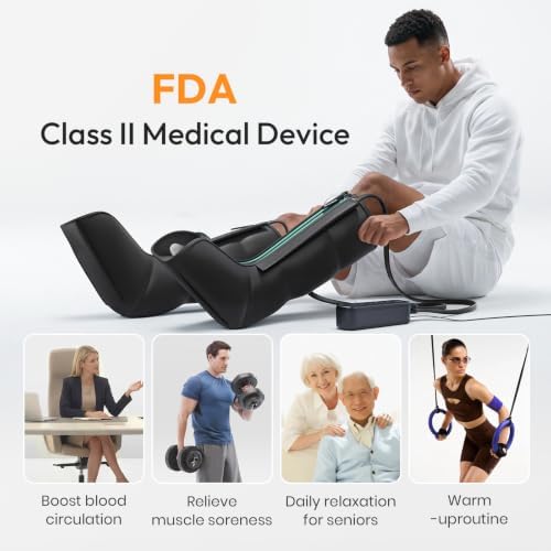 QUINEAR Leg Massager for Circulation and Pain Relief, Heating Leg Compression Massager with 3 Modes, Foot and Calf Massager with 3 Intensities 3 Heats - Gift for Mom and Dad - Image 4