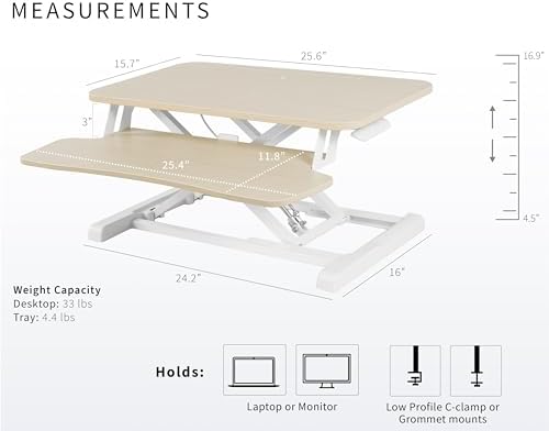 VIVO Light Wood 26 in Standing Desk Converter, DESK-V026KF - Image 3