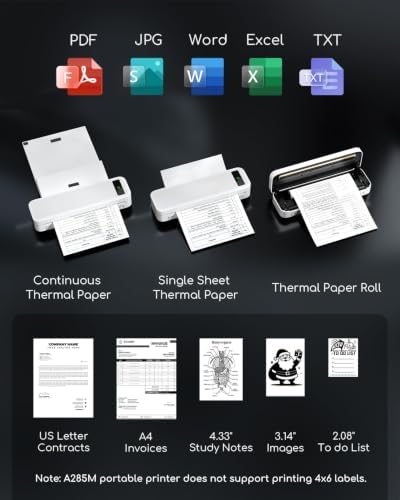 Portable Printers Wireless for Travel Home Use, Bluetooth Thermal Printer - Image 3