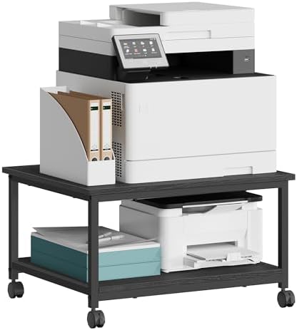 VASAGLE 2-Tier Printer Stand with Locking Wheels, Under Desk Printer Table by VASAGLEbySONGMICSHOME
