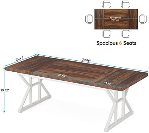 Tribesigns 70.8-Inch Executive Desk, Large Computer Office Desk Workstation, Modern Simple Style Laptop Desk Study Writing Table Business Furniture for Home Office (Brown/White, 70.8 Inch) - Image 2
