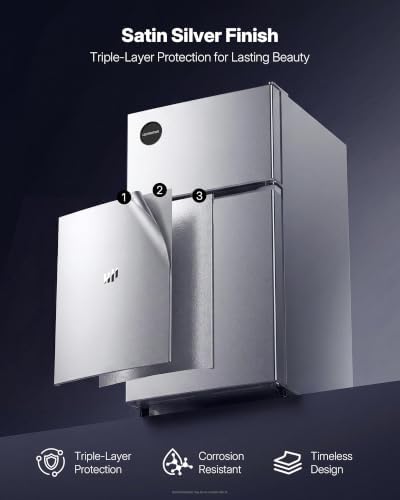 Upstreman Mini Fridge with Freezer, 3.0 Cu.Ft Refrigerator with 2 Doors - Image 3