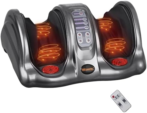Foot Massager with Heat, Shiatsu Foot Massager for Circulation and Pain Relief and Heat Therapy, Ankle, Calves and Feet Massage with Deep Kneading Rolling, Gifts for Women Men Mother Father, GREY by HBLuxuries