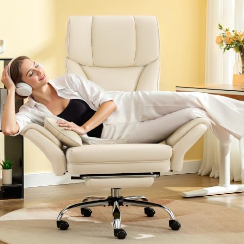 FelixKing Office Chair, Flip Armrests for Pets Criss Cross Legged, White - Image 3
