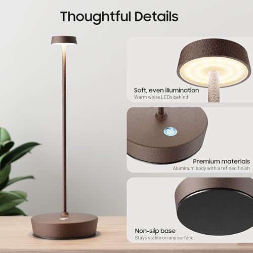 Rechargeable Cordless Table Lamp, 6000mAh Battery Table Light - Image 5