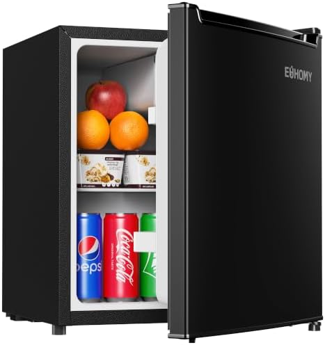 EUHOMY 1.7 Cu.Ft Mini Fridge, Reversible Door Compact Refrigerator, Black by EUHOMY