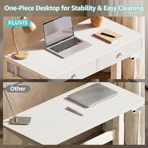 White Electric Standing Desk with Drawers, 32 Inch Small Adjustable Desk with Storage, Stand Up Computer Study Writing Desks for Small Space Home Office Bedroom, Sit Stand Work Desks for Walking Pad - Image 4