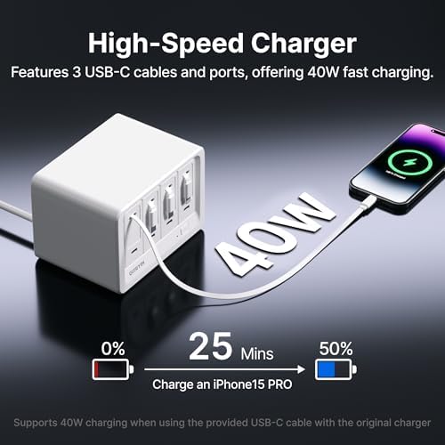 Gitryin 12-in-1 Desktop Charging Station, 160W USB Retractable GaN Charger - Image 6
