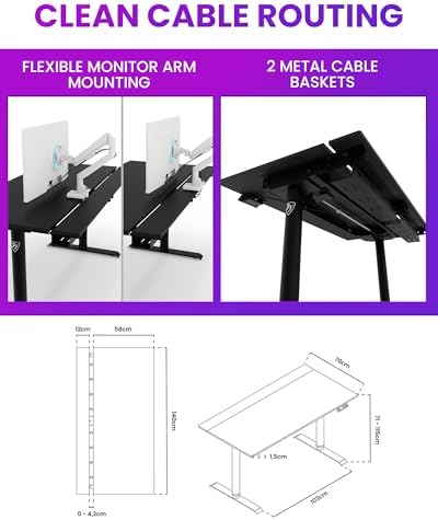 Arozzi Arena Nordico Electric Standing Desk Black - Image 2