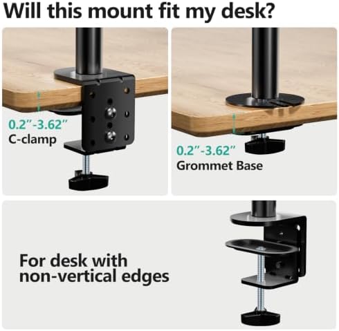 WALI Quad Monitor Desk Mount for 13-32 inch Computer Screens, 22lbs per Arm - Image 6