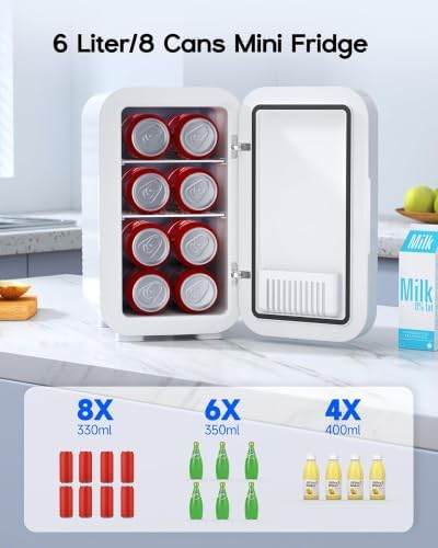 BEICHEN Mini Fridge,6 Liter / 8 Can Small Fridge for Bedroom, Car, Office - Image 2