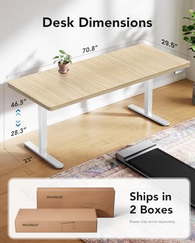 HUANUO 71 x 30 Inch Large Electric Standing Desk, Brushless Motor, Natural - Image 3
