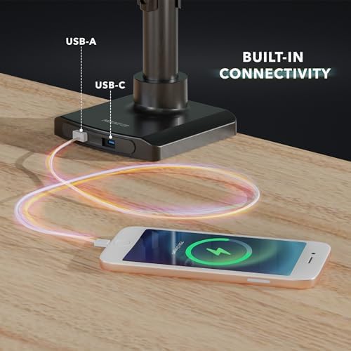 Mount-It! Triple Monitor Desk Stand, USB-A & C, Black - Image 6