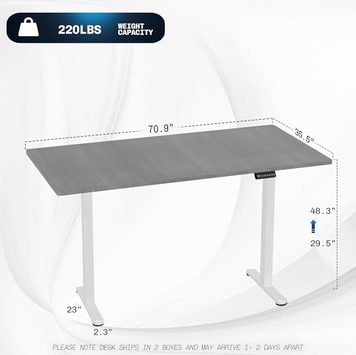 VIVO Dark Gray 71 x 36 in Standing Desk, DESK-KIT-E2W7G-36 - Image 3