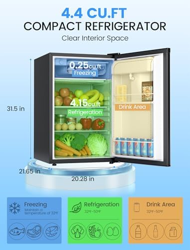 COWSAR 4.4 Cu.Ft Mini Dorm Fridge with Freezer & Water Dispenser, Black - Image 2