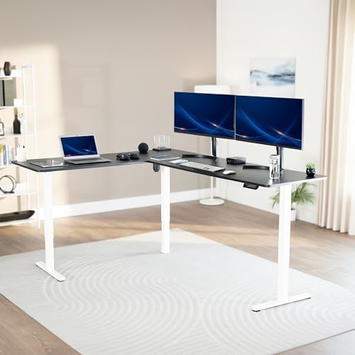 VIVO Black 84 x 63 in Corner Standing Desk, DESK-E3CTWB-84 - Image 2
