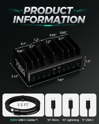 700W 10-in-1 GaN 5 Fast Charger Dock Multi Device Charging Station - Image 6