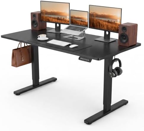 55 x 28Inch Electric Standing Desk, Height Adjustable Computer Desk by IDEALHOUSE