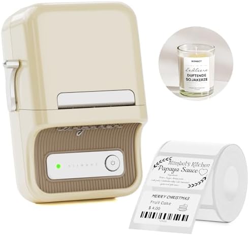 NIIMBOT B21 Label Maker, Thermal Label Printer, Portable Inkless Label Makers for Home/Office/Business, with 1 Pack 50x30mm White Label, Compatible with iOS & Android, (White) by NIIMBOT%C2%AE