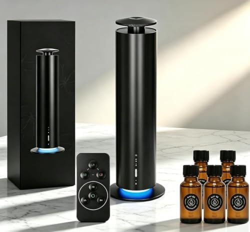 Scent Air Machine for Home & Office, Waterless Diffuser for Essential Oil, Cold Air Scent Diffuser with Bluetooth App Control, 5 Hotel Scents, Quiet & Cordless for Large Rooms, Black by YARMILE