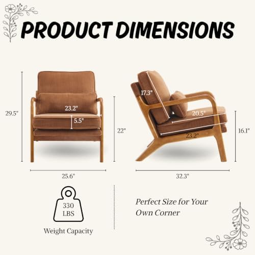 Karl home Mid-Century Modern Accent Reading Chair, Brown - Image 2