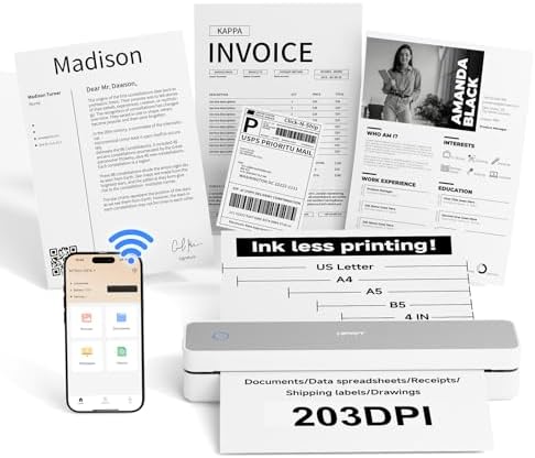 HPRT Portable Printer Wireless for Travel, Inkless Thermal Printer Grey by HPRT
