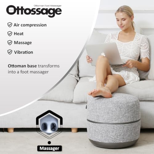 Ottoman Foot Massager by Ottossage, Massaging Ottoman with Removable Lid provides Air Compression, Shiatsu kneading, intense vibration and heat therapy. Extra Powerful with upgraded li-ion battery. - Image 3